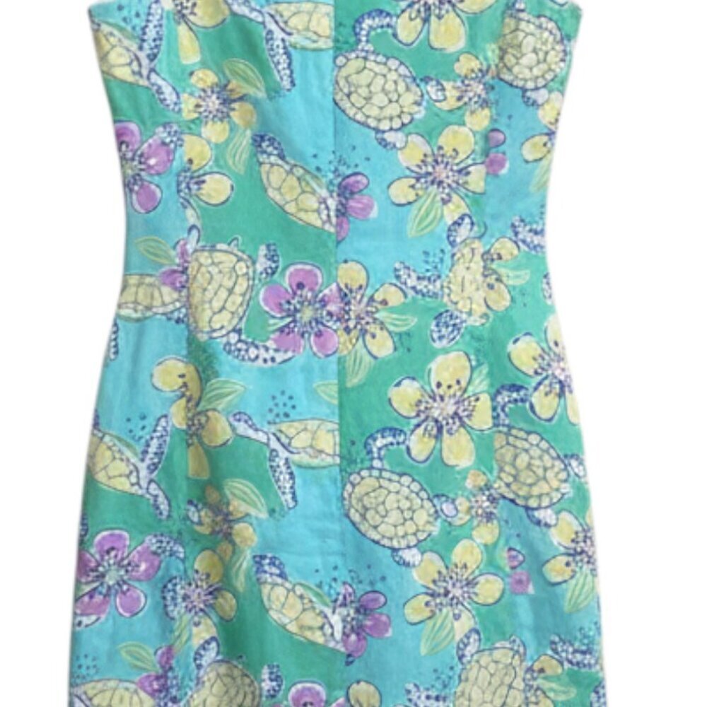 Lily Pulitzer Ginny Shift Dress Moving Slowly Sea Turtles size 2 - Picture 2 of 4